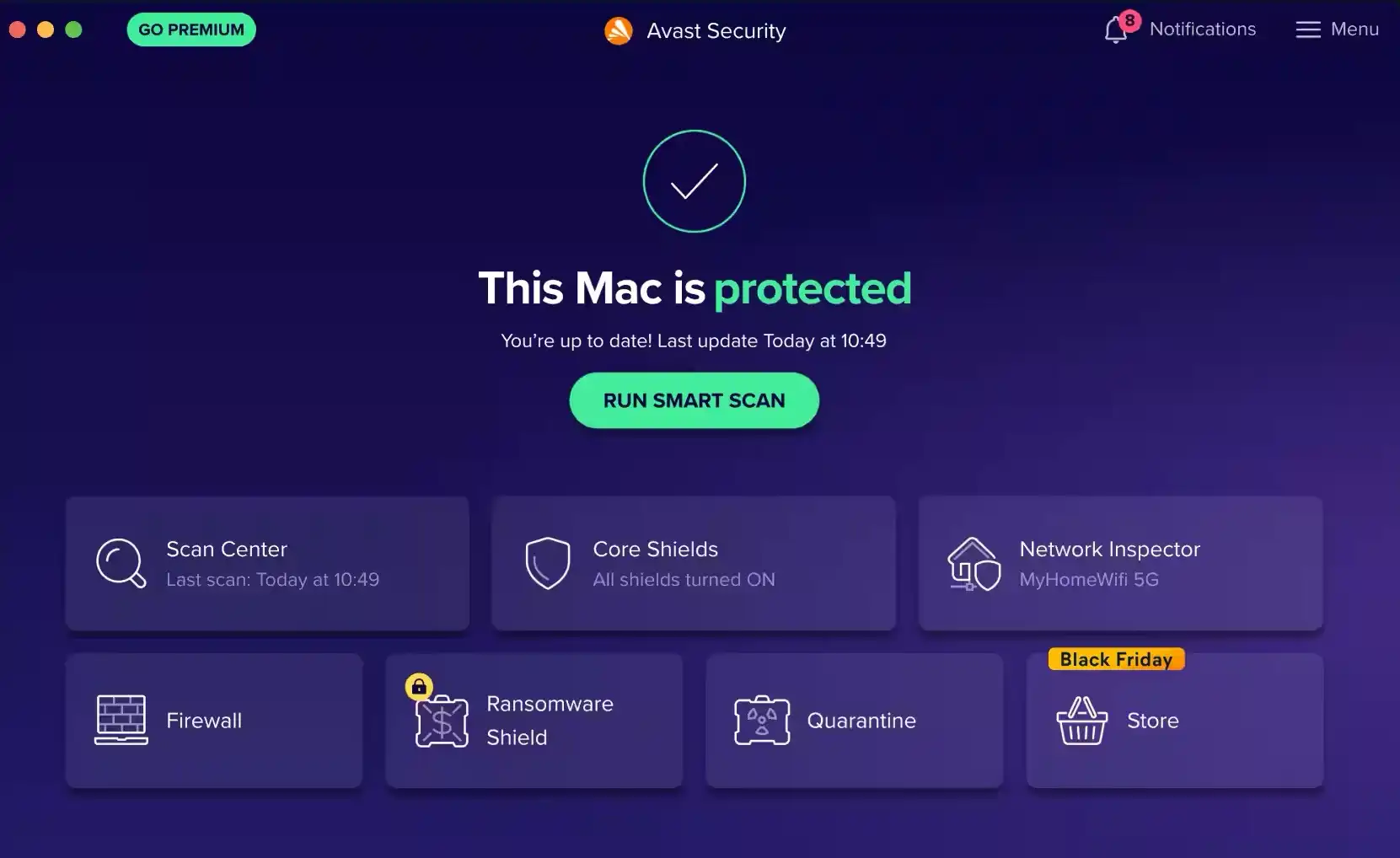 Avast Free Antivirus interface