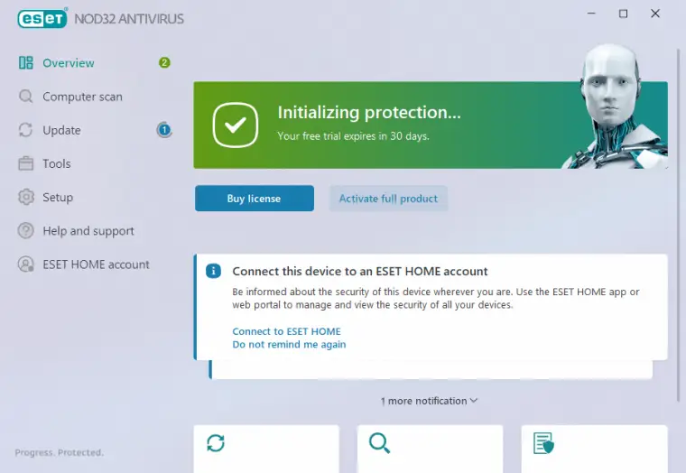 ESET NOD32 Antivirus interface