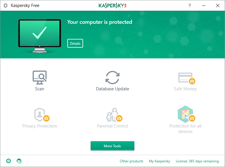 Kaspersky Free Antivirus 2025 interface