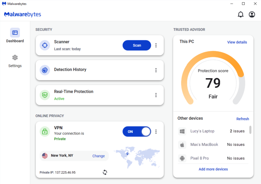 Malwarebytes interface